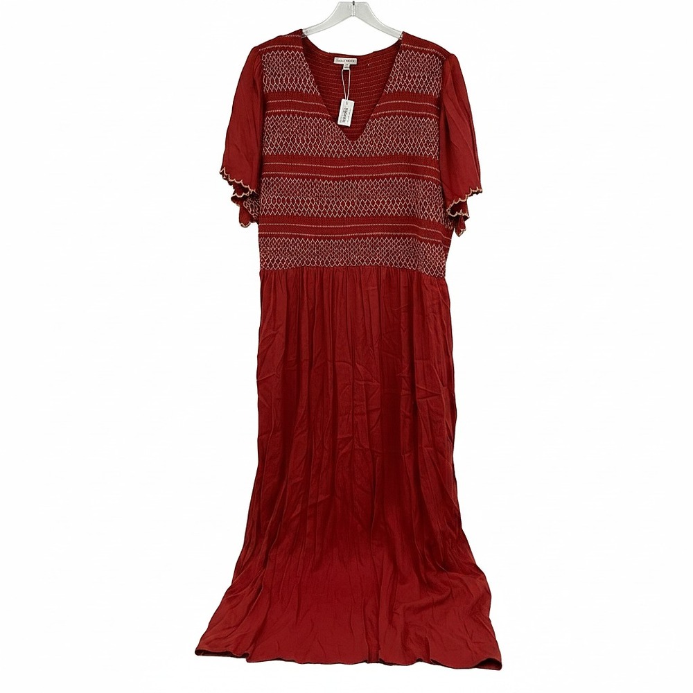 Baltic Born Orange Tan Maxi Dress Smocked | Womens 3X